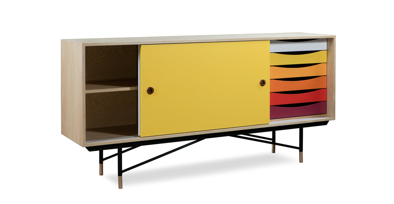COLOR THEORY SIDEBOARD - NATURAL/YELLOW 77" - Home Office Makeover