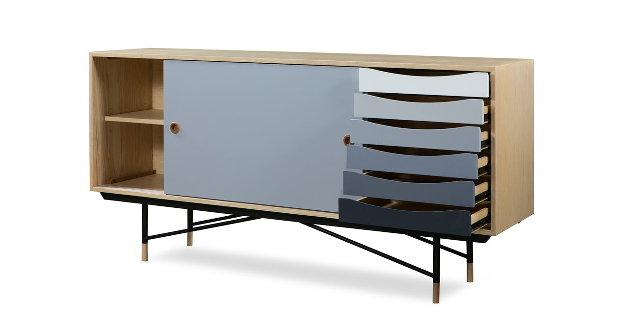 COLOR THEORY SIDEBOARD - NATURAL/GREY 77" - Home Office Makeover