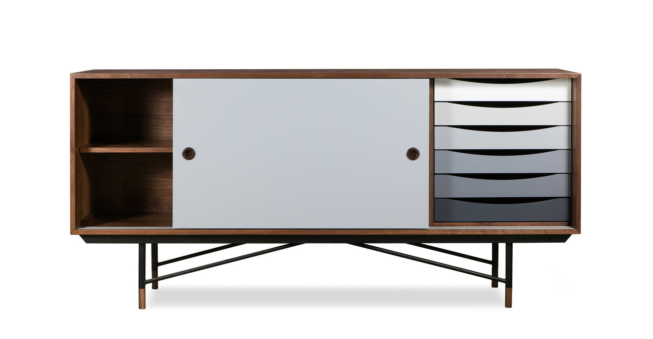 COLOR THEORY SIDEBOARD - WALNUT/GREY 77" - Home Office Makeover