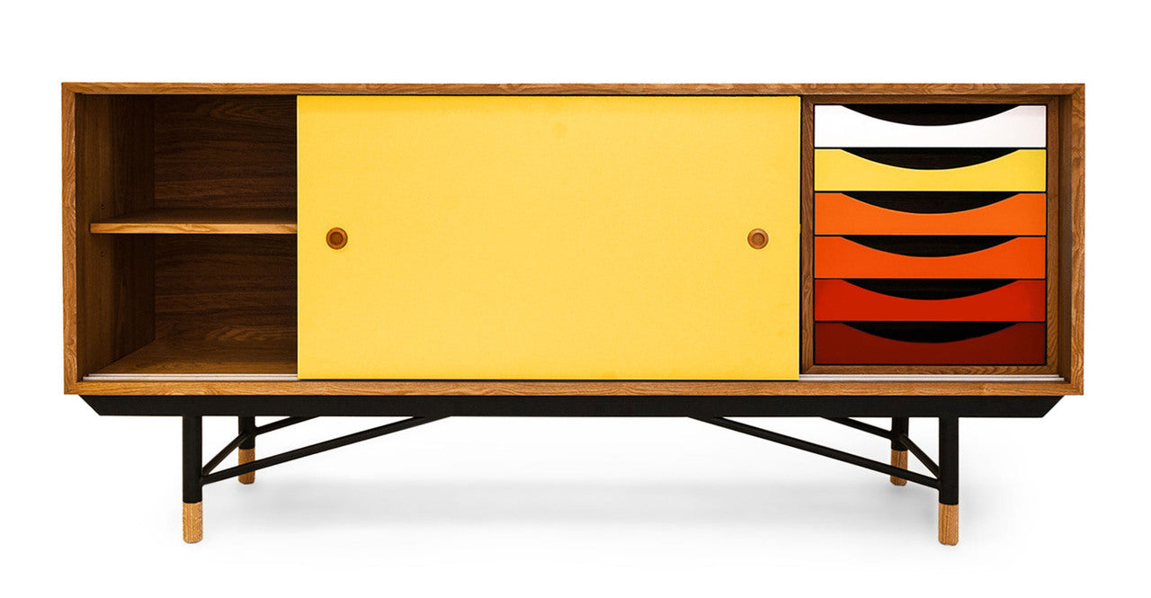 COLOR THEORY SIDEBOARD, WALNUT/YELLOW 77" - Home Office Makeover