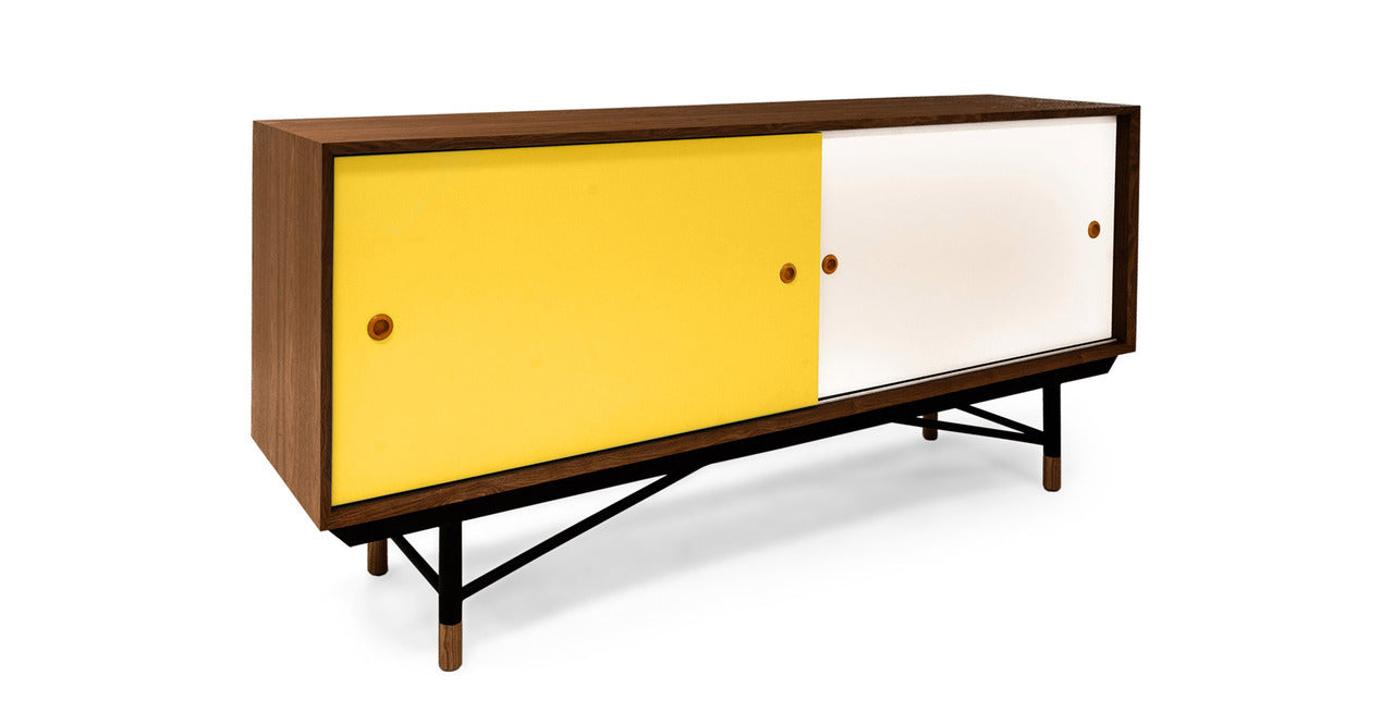 COLOR THEORY SIDEBOARD, WALNUT/YELLOW 77" - Home Office Makeover