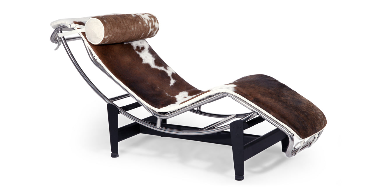 GRAVITY CHAISE LOUNGE - BROWN/WHITE COWHIDE BODY/PILLOW - Home Office Makeover