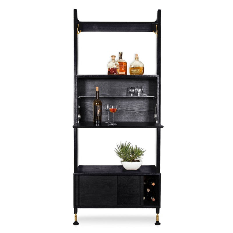THEO WALL UNIT WITH BAR - BLACK - Home Office Makeover