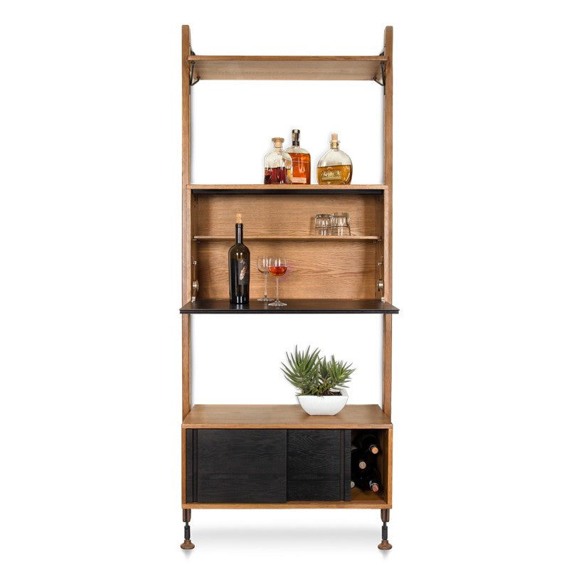 THEO WALL UNIT WITH BAR - HARD FUMED - Home Office Makeover